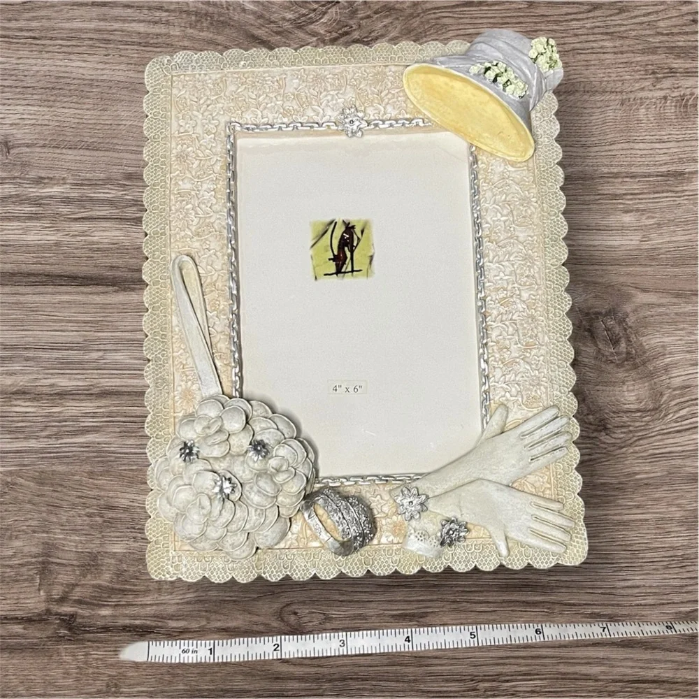 Vintage‎ Wedding Picture Frame White With Silver Trim